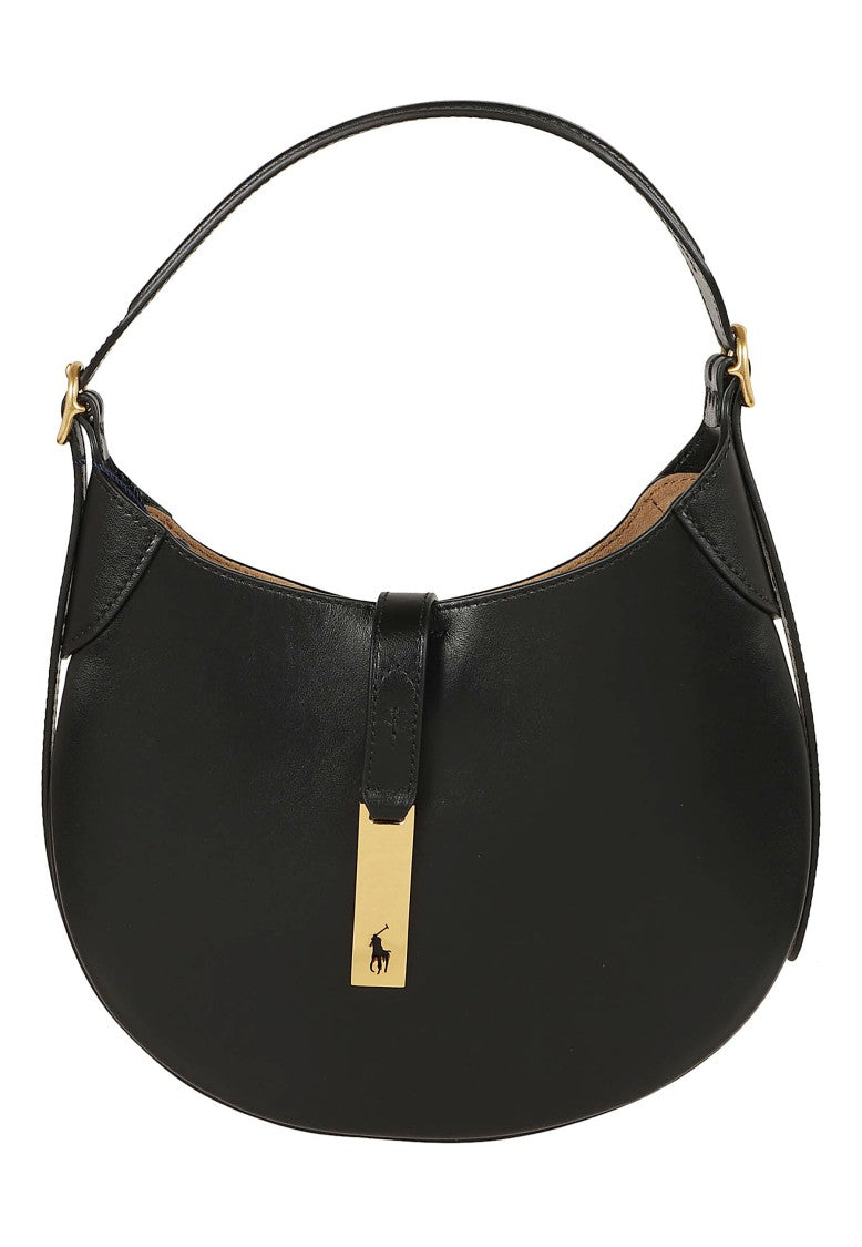 Polo Ralph Lauren Black Polo Id Small Smooth Calfskin Shoulder Bag