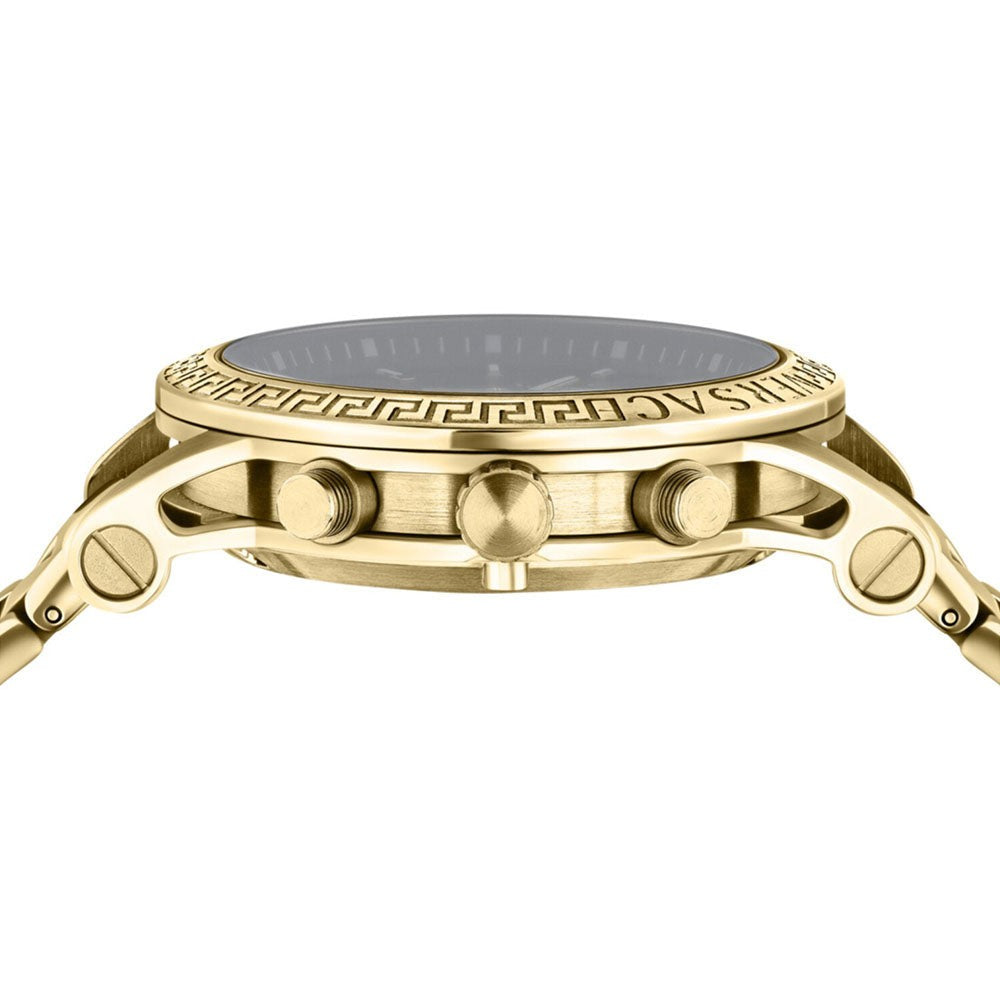 Versace Gold-Toned 40Mm Stainless Steel Chronograph Watch With Black Dial