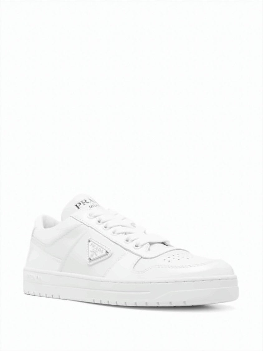 Prada Minimalist White Calf Leather Low-Top Sneakers