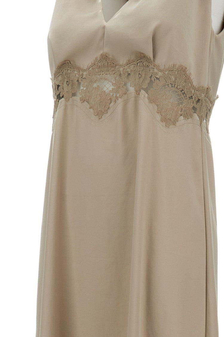 Parosh Sleeveless Midi Dress With V-Neckline And Lace Insert