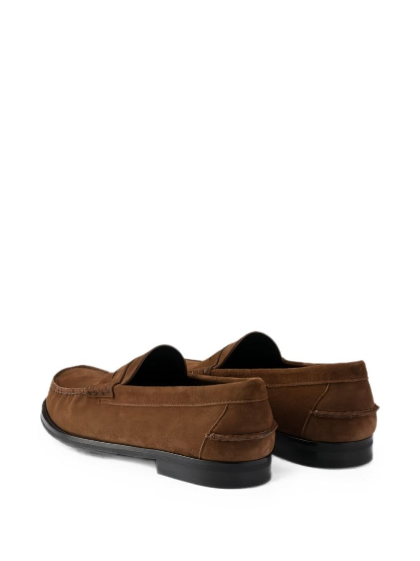 Prada Classic Embossed Logo Leather Loafers