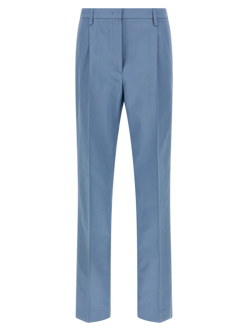 Prada Straight-Leg Cotton Trousers With Pleat Detailing