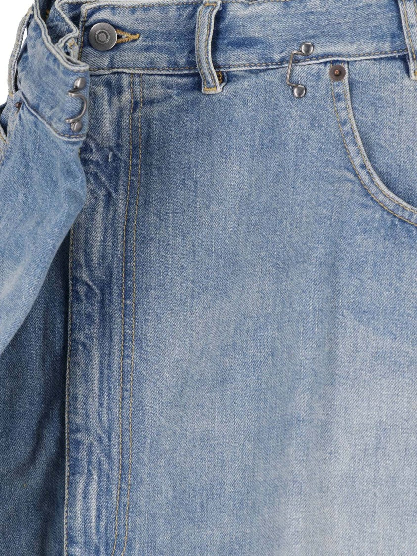Maison Margiela Midi Denim Skirt With Classic Five-Pocket Design And Belt Loops
