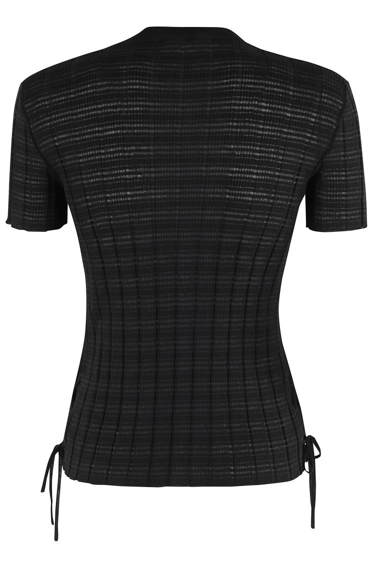 Roberto Collina Fitted Black T-Shirt With Adjustable Hem Ties