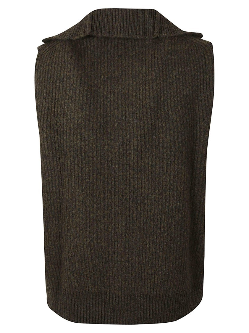 Jil Sander Sleeveless Zip-Through Wool Coat