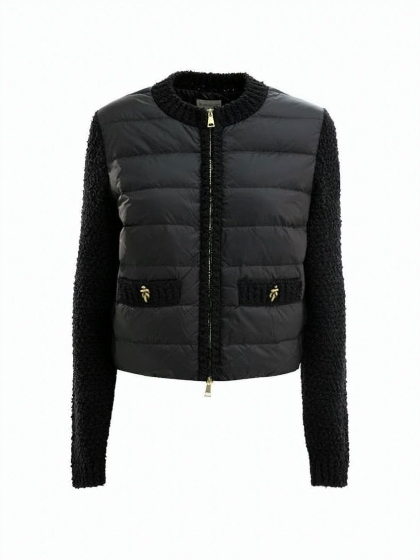 Moncler Cropped Quilted Jacket With Textured Sleeves