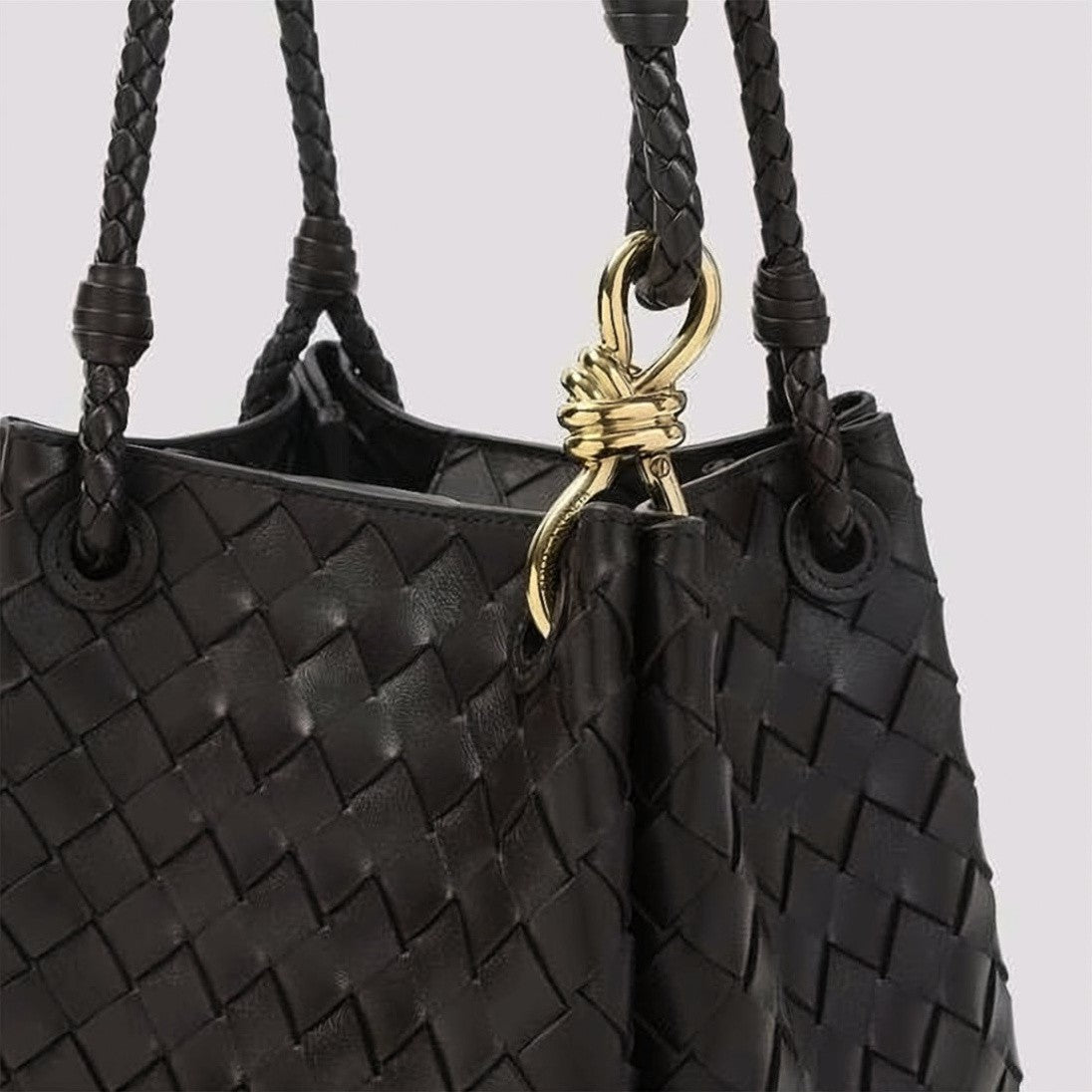 Bottega Veneta Small Woven Lambskin Shoulder Bag With Braided Handles