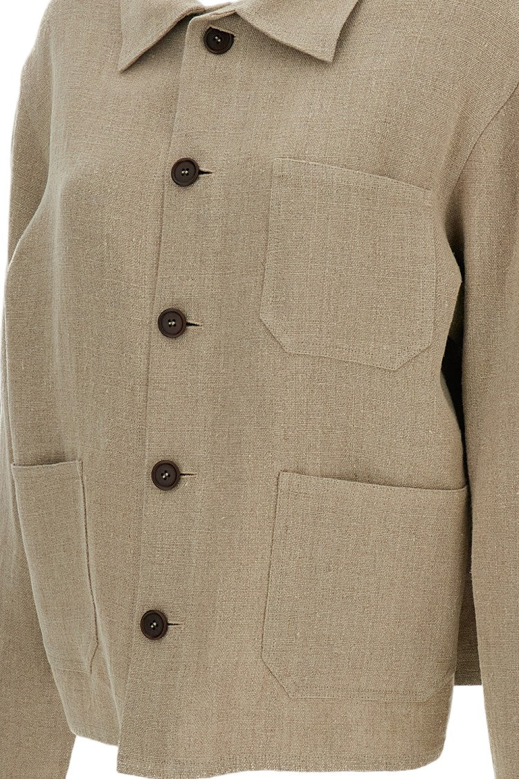 Meta Campania Beige Bill Cropped Heavy Linen Jacket