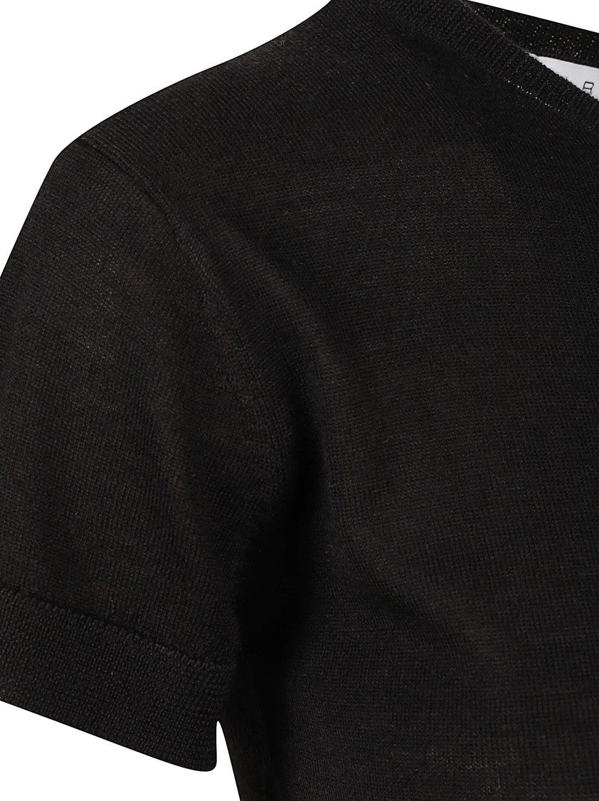 Iro Fitted Cropped Top With Round Neckline And Sheer Texture