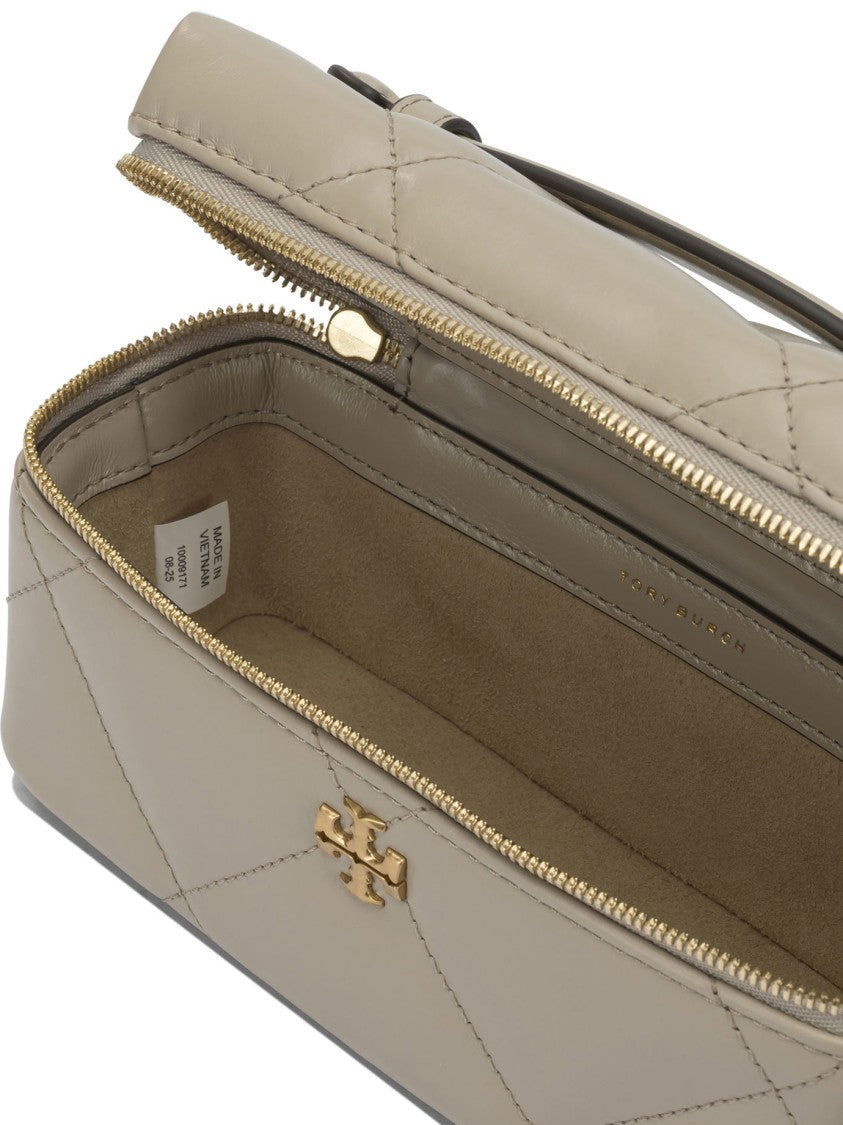 Tory Burch Compact Quilted Handbag With Gold-Tone Zipper