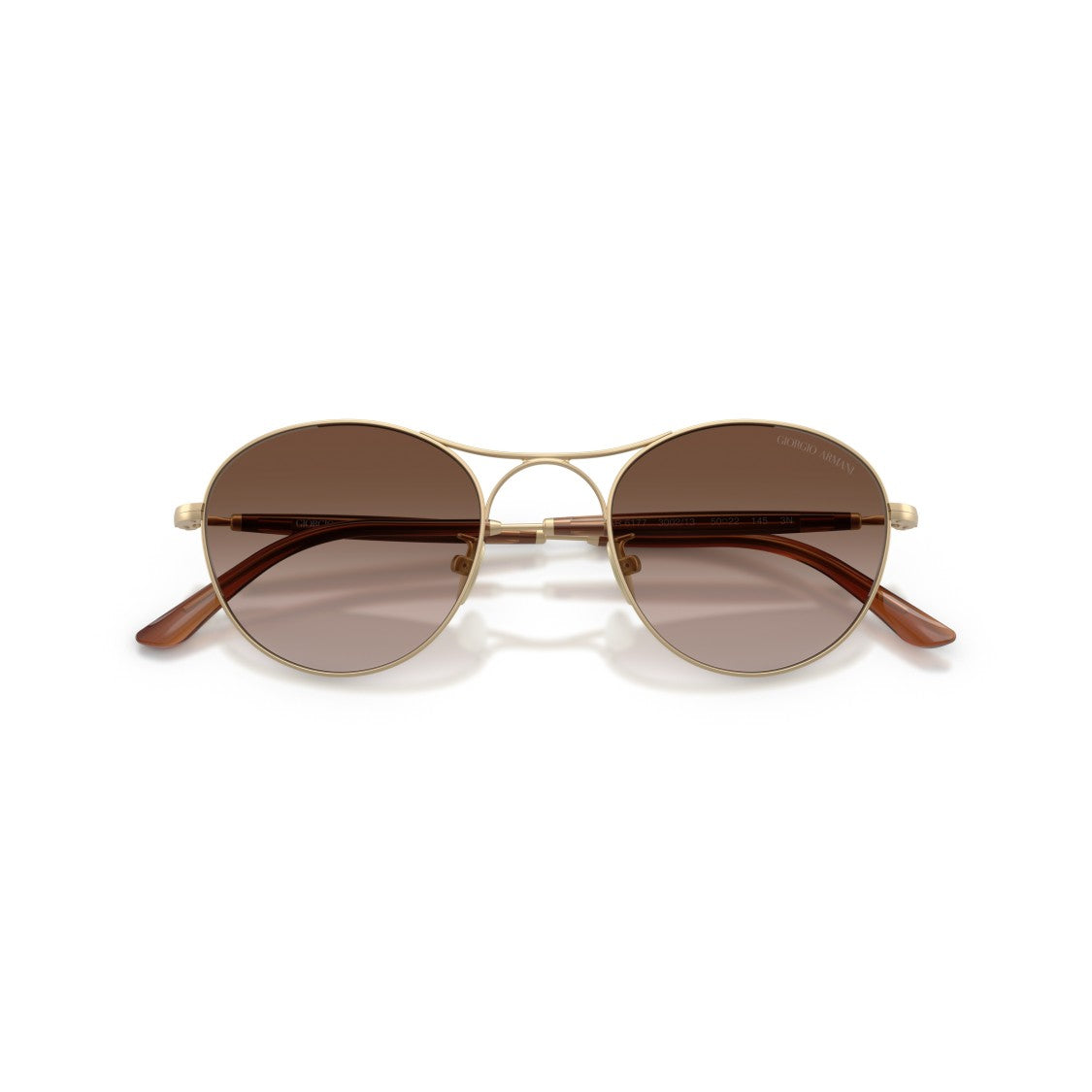 Giorgio Armani 0Ar6177 Round Gradient Brown Sunglasses With Gold-Tone Steel Frame
