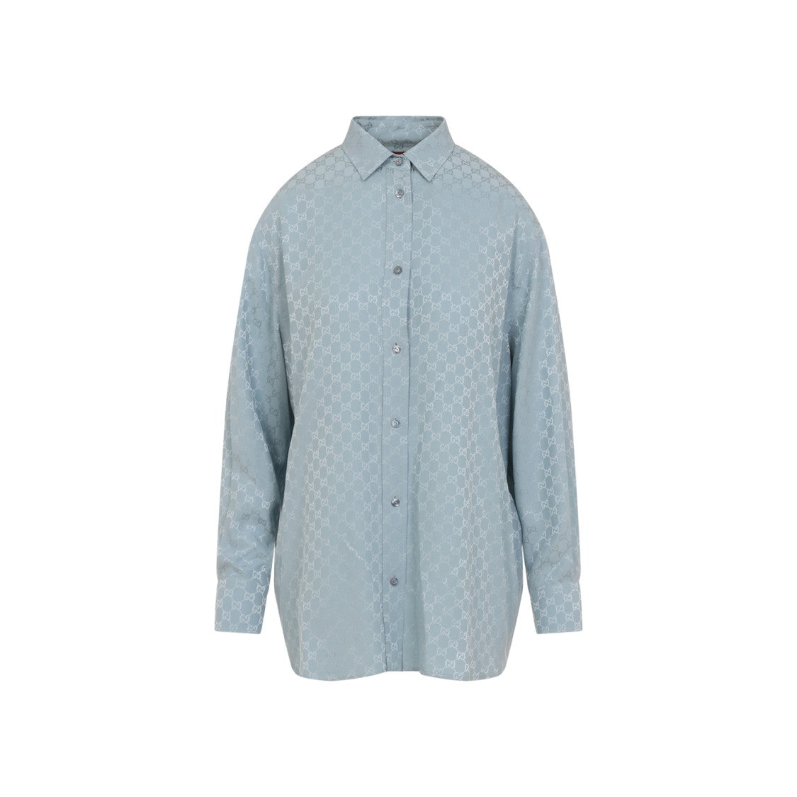 Gucci Aqueous Blue Silk Gg Shirt