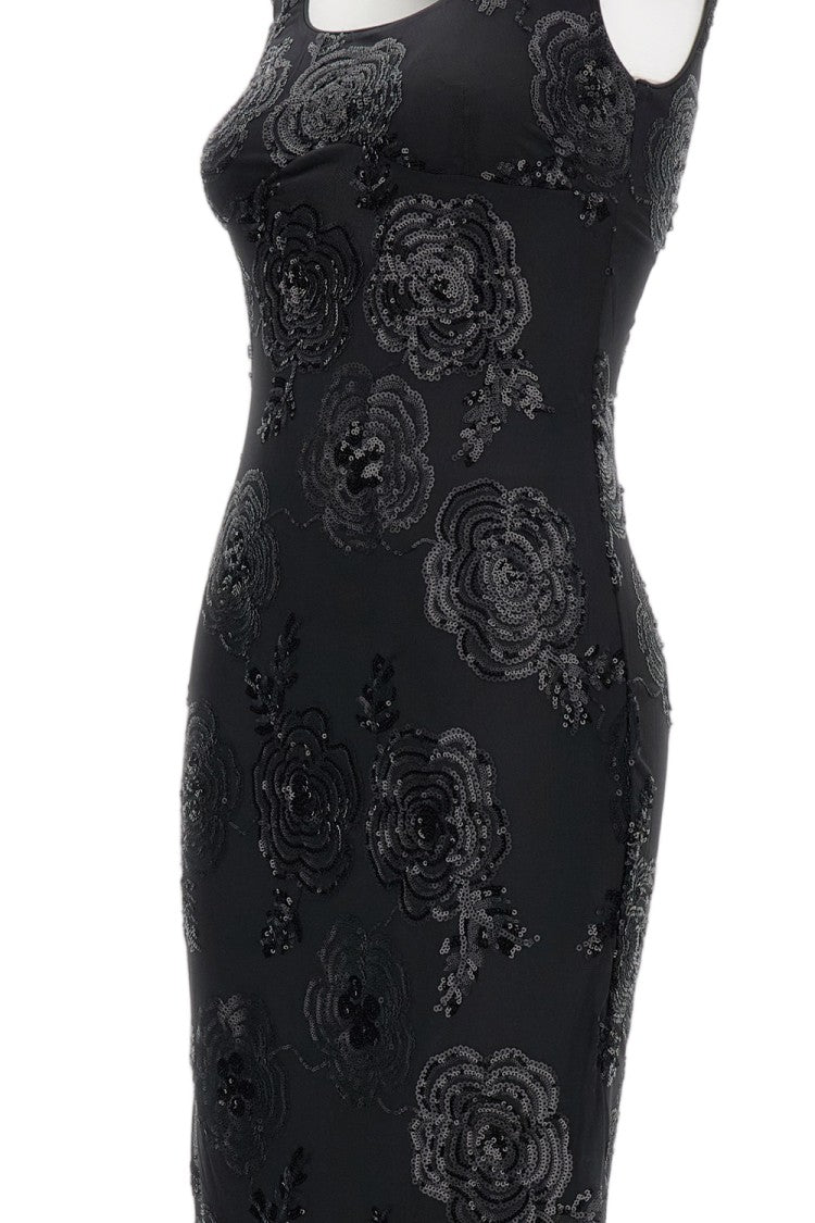 Rotate Maxi Dress With Elegant Sequin Flower Embroidery