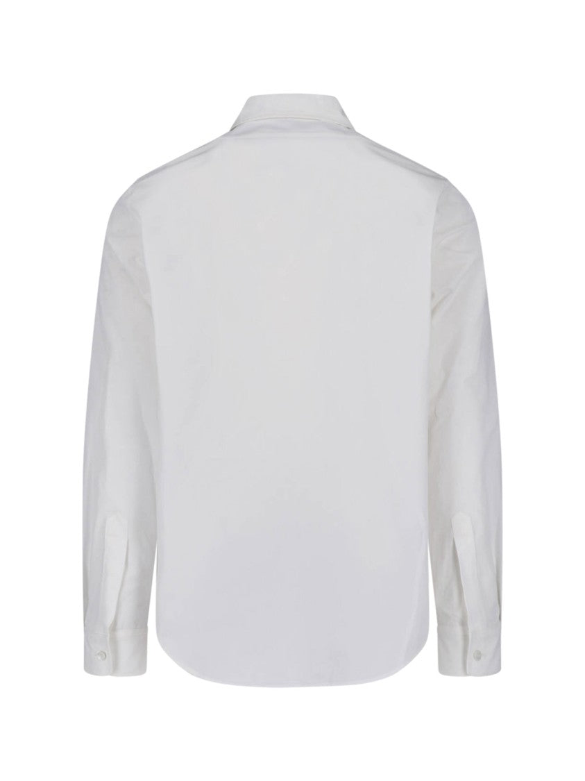 Jil Sander White Cotton Shirt With Bowling Collar And Button Closure