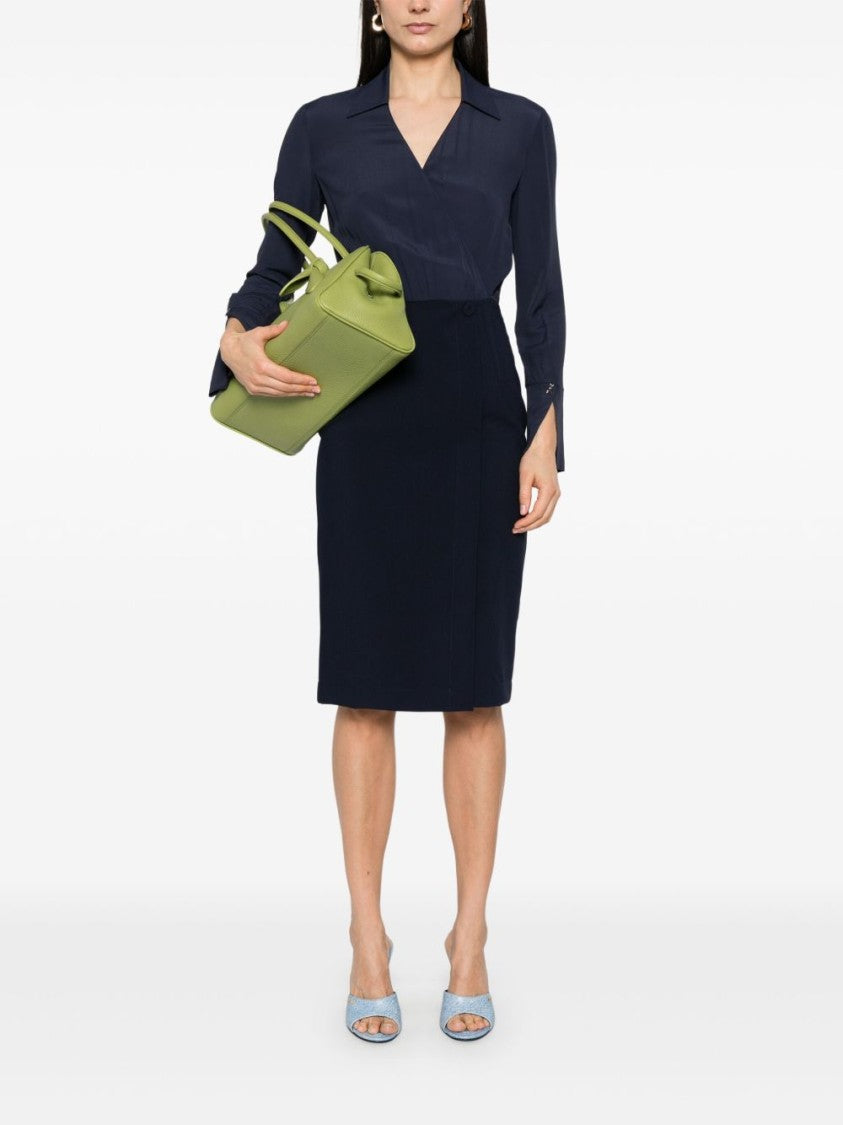 Patrizia Pepe Navy Blue Crossover Neck Dress