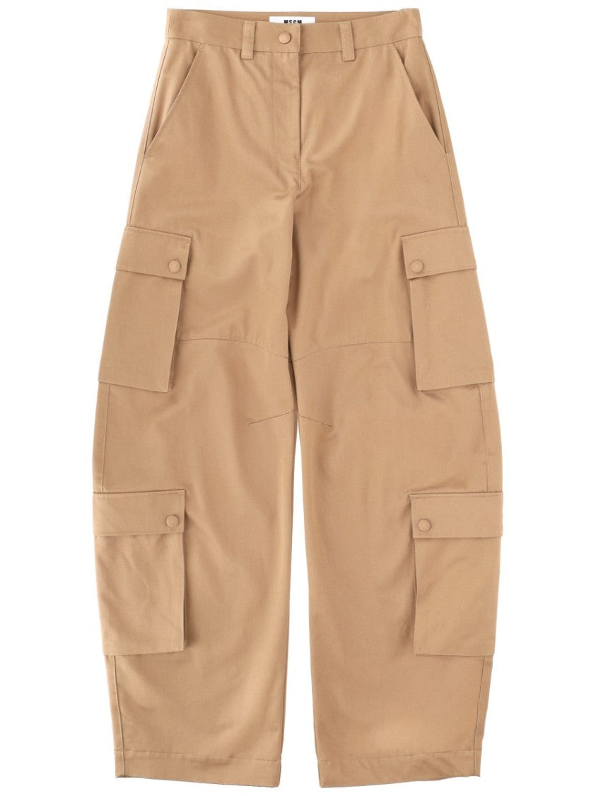 Msgm Oversized Multi-Pocket Cotton Cargo Pants