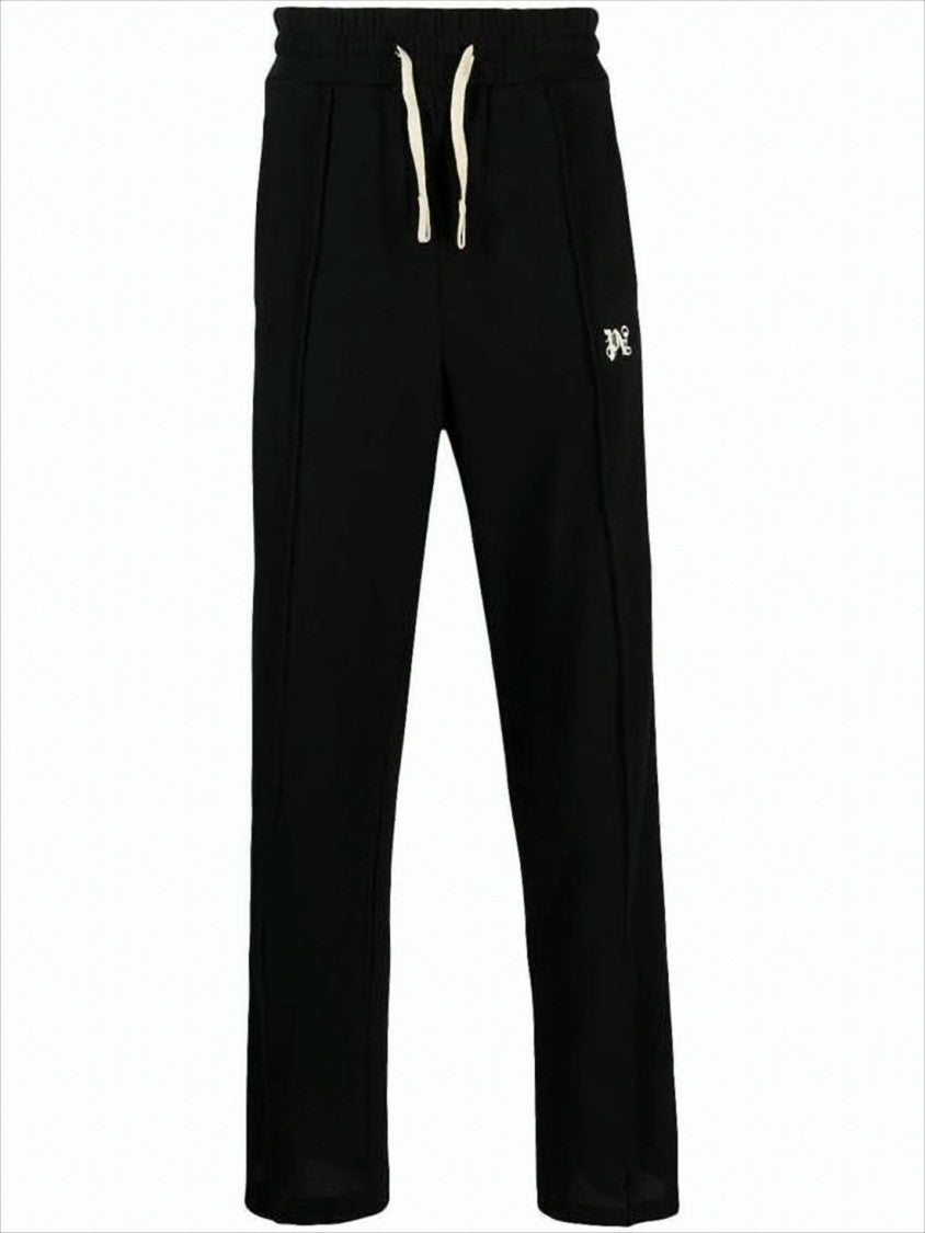Palm Angels Relaxed Fit Black Jogger Pants With Textured Stripes