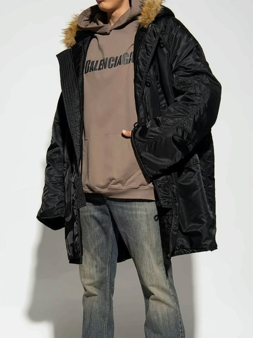 Balenciaga Relaxed Fit Brown Hoodie With Contrasting Logo Print