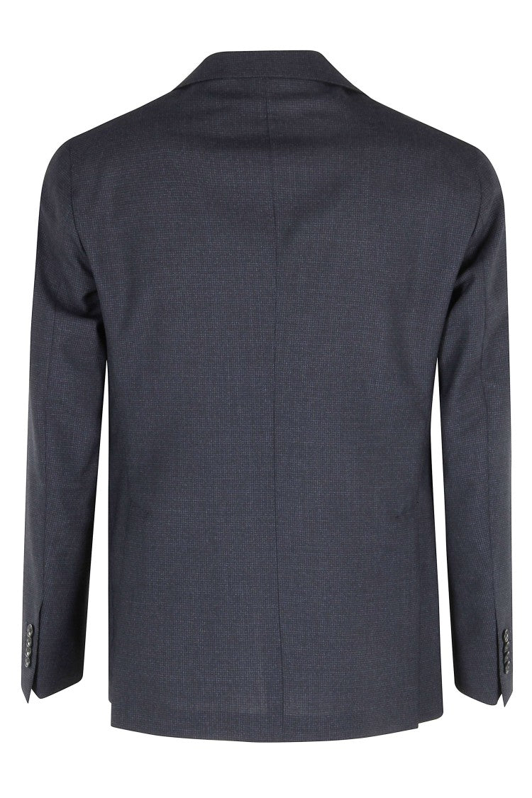 Tagliatore Pied De Poule Blue Suit With Spread Lapel