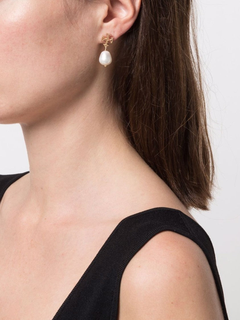 Tory Burch Drop Earrings With Gold-Tone Logo And Lustrous Pearl