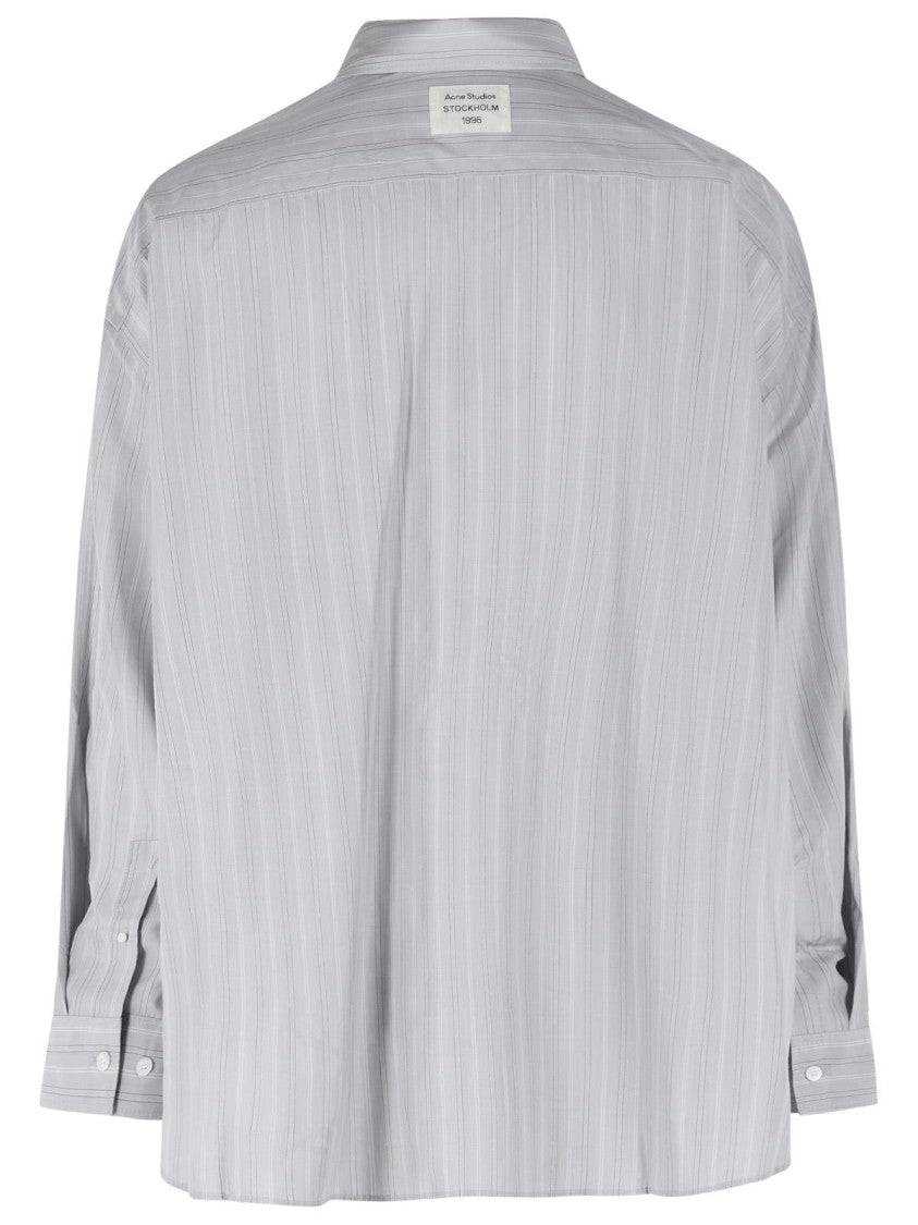 Acne Studios Grey Striped Lyocell Loose Shirt