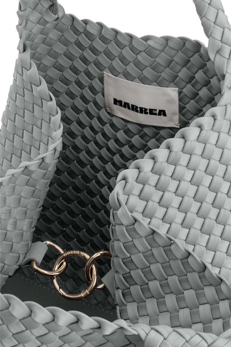 Marrea Grey Neoprene Handbag With Woven Design