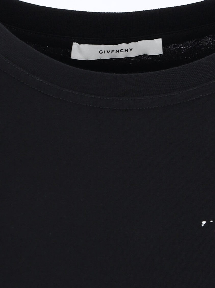 Givenchy Black Cotton T-Shirt With Contrasting Logo Prints