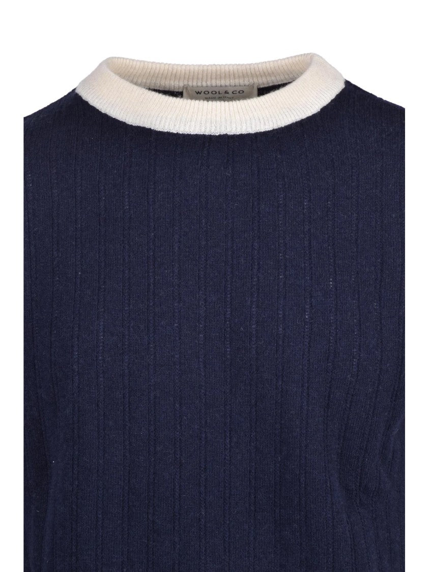 Wool & Co Crew Neck Sweater In Extrafine Merino Wool And Cashmere Blend