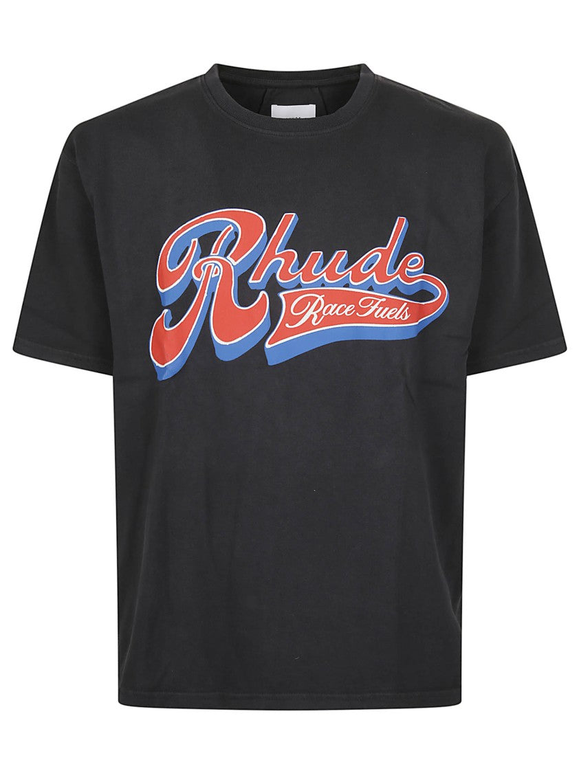 Rhude Black Pit Stop Cotton T-Shirt
