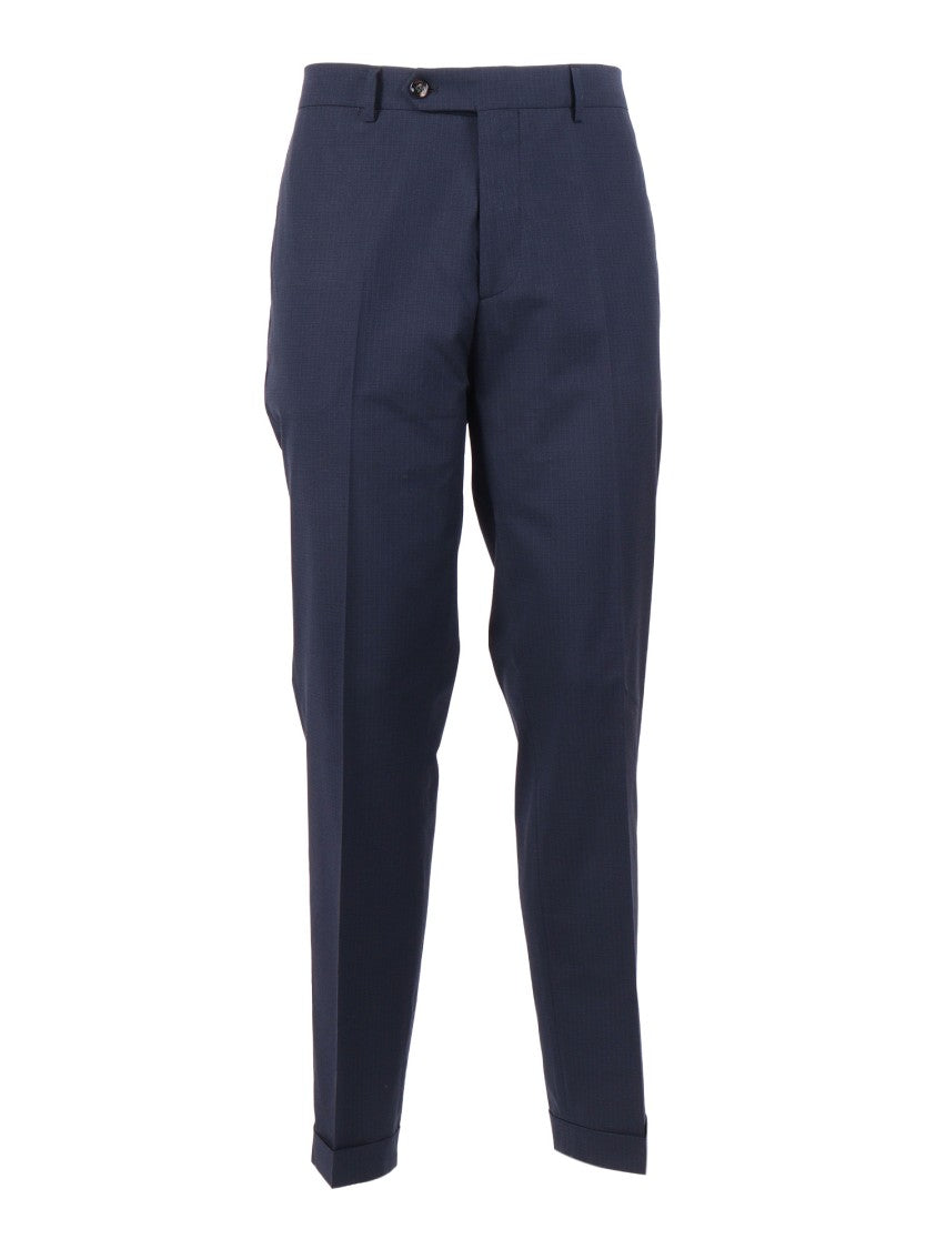 Berwich Blue Yretro Long Subtle Straight-Leg Pants