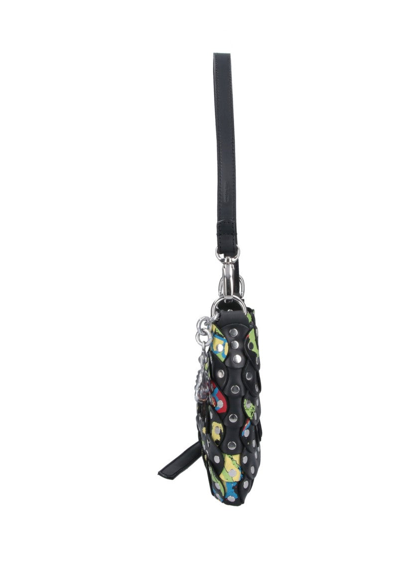 Vivienne Westwood Black Lola Floral Leather Shoulder Bag