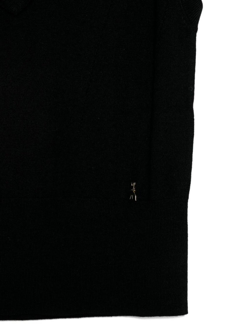 Patrizia Pepe V-Neck Sleeveless Black Wool Sweater