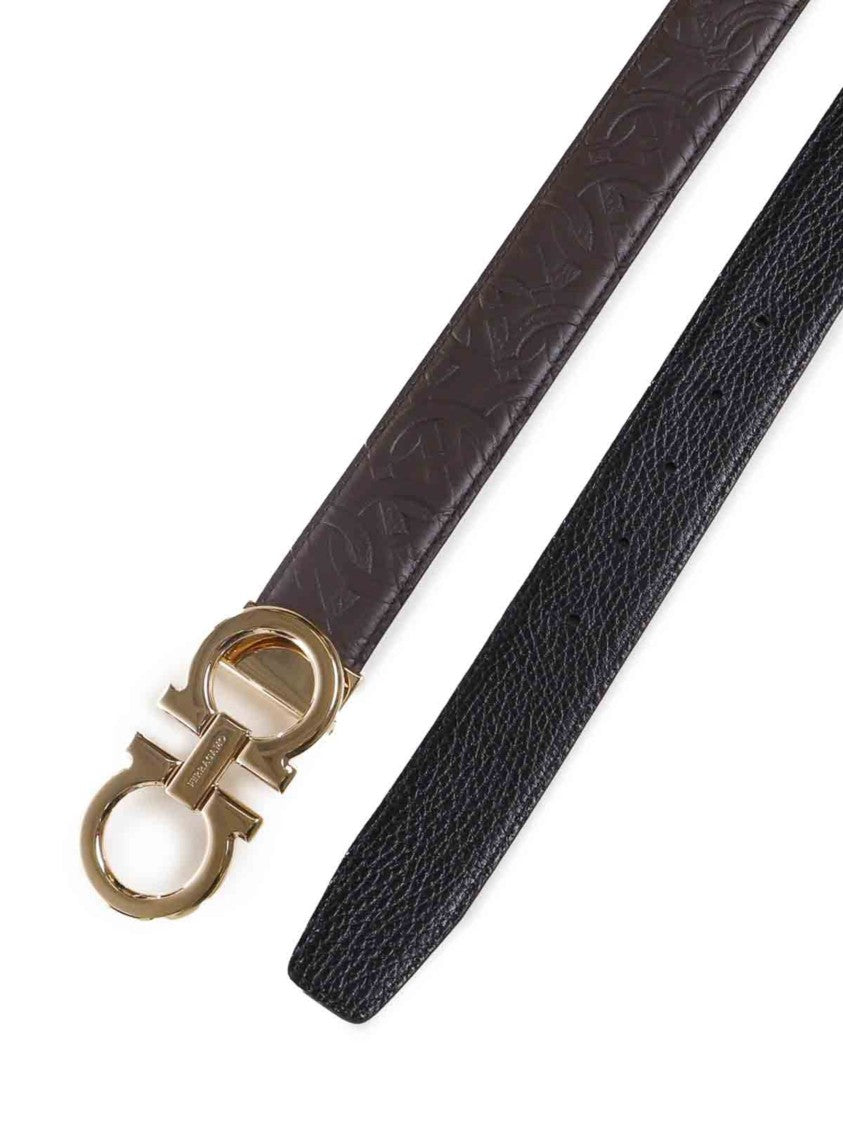 Ferragamo Black Coffee Brown Reversible Belt