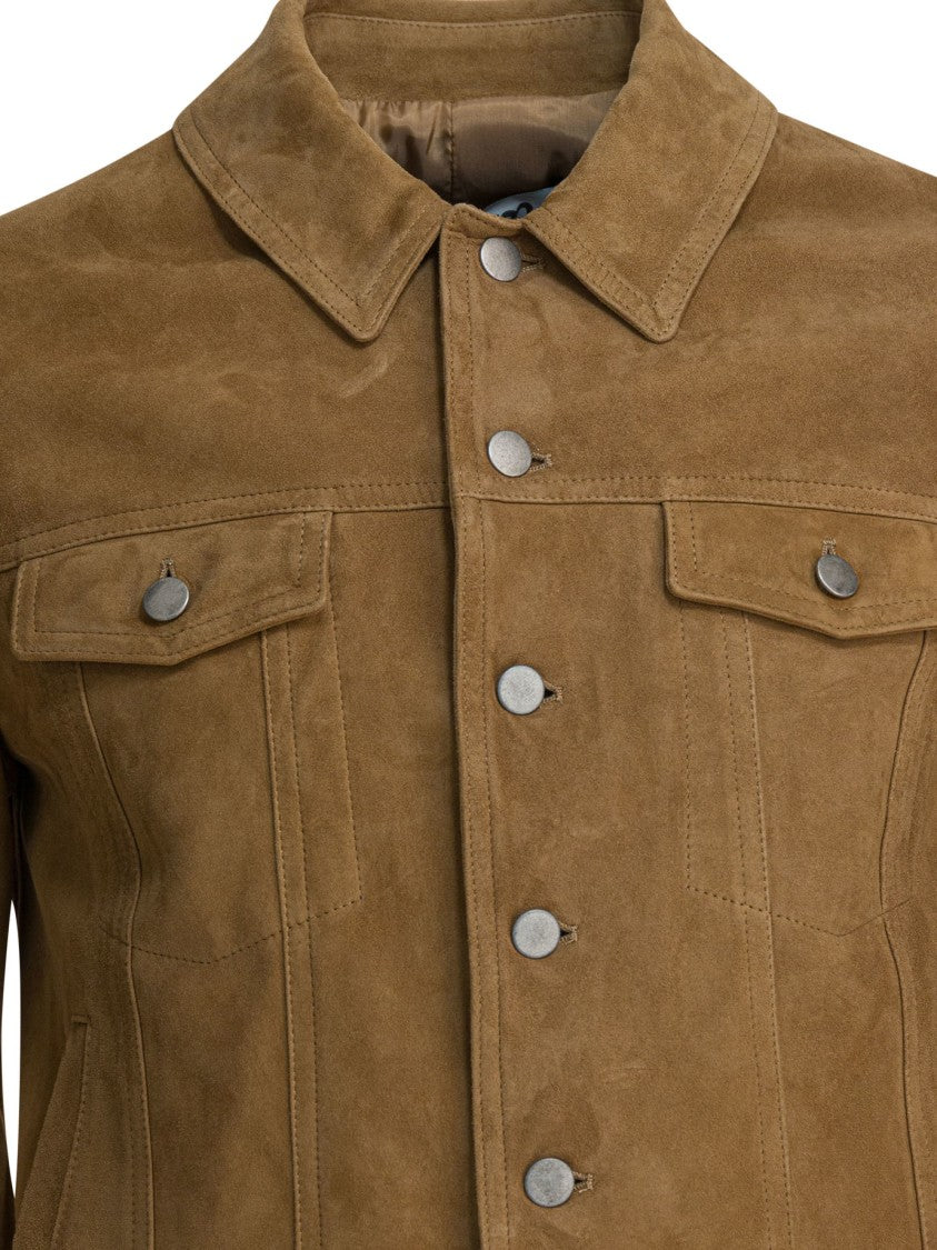 Altum Beige Cow Leather Jacket With Structured Collar