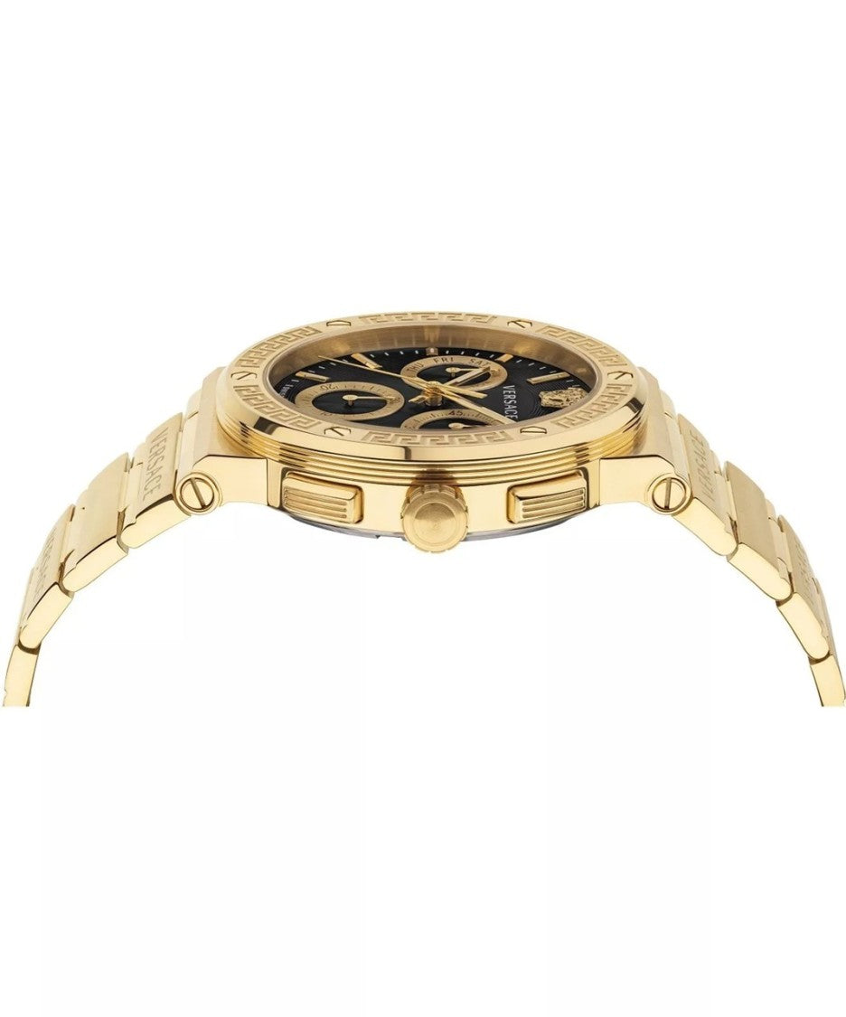 Versace Greca Logo Chrono Gold Timepiece With Swiss Movement