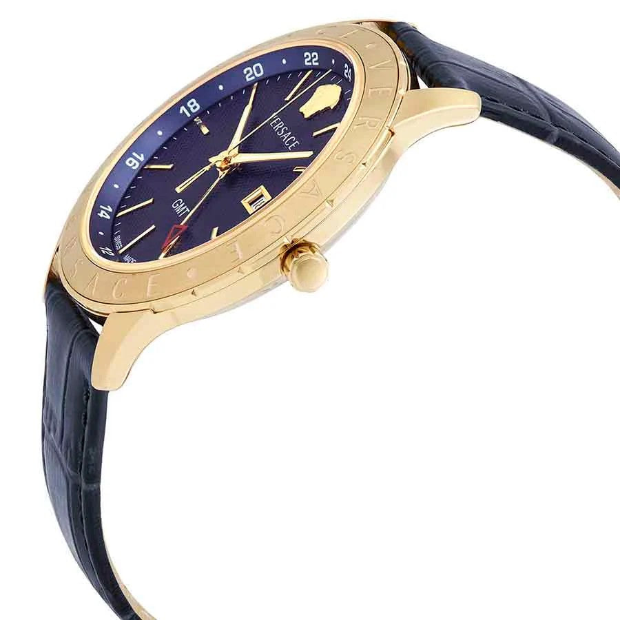 Versace Versace Univers Gmt Analog Watch With Leather Strap