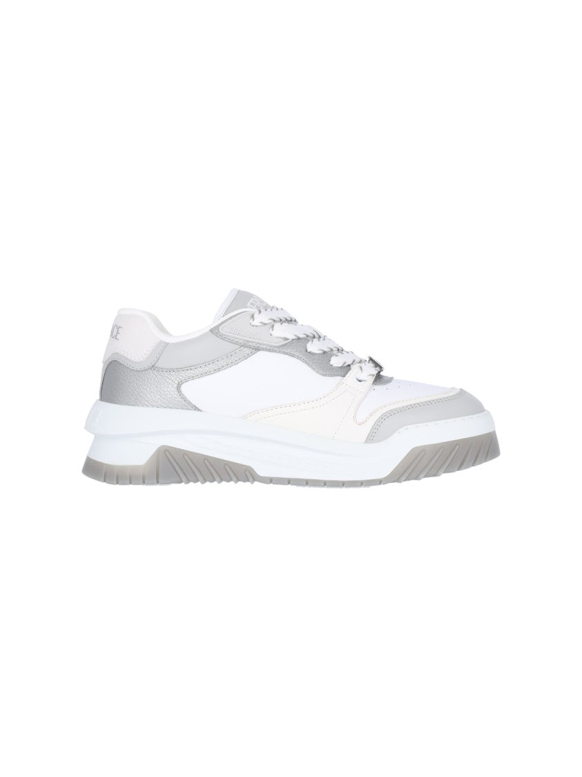 Versace White Leather 'Odissea' Low-Top Sneakers – White
