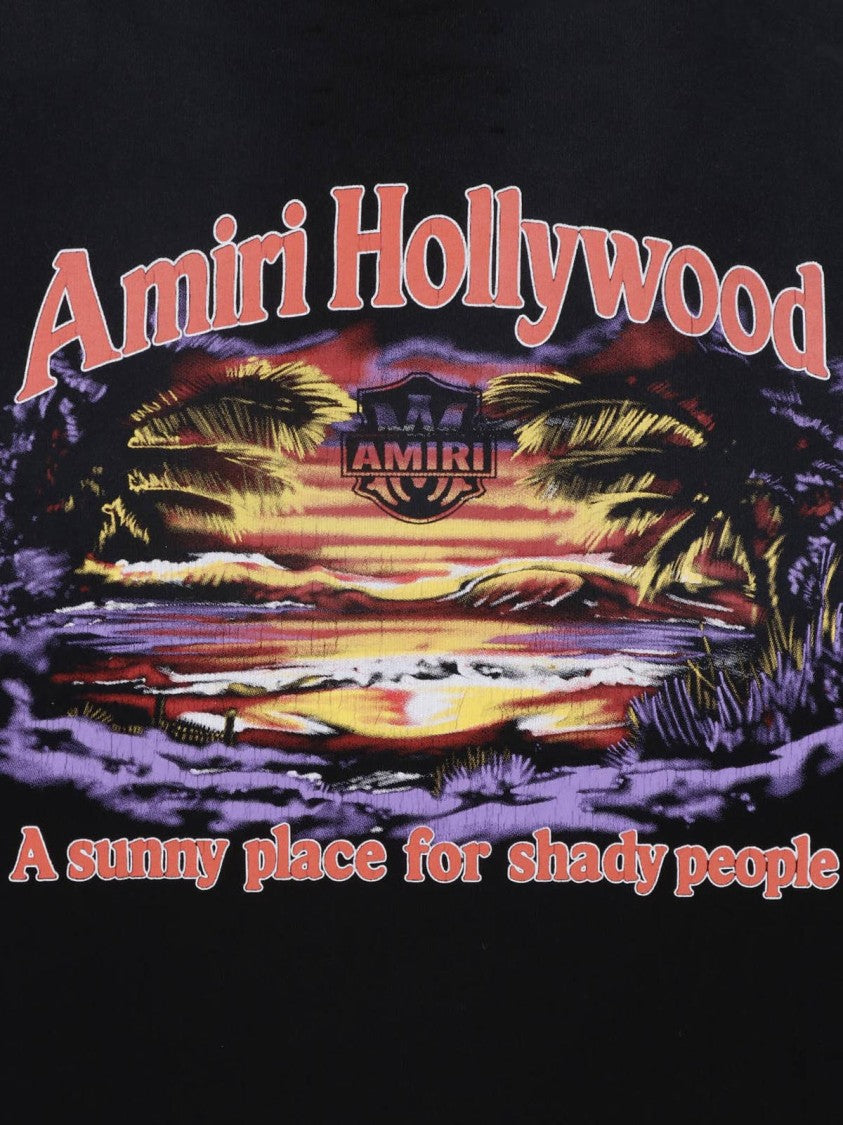 Amiri Black Hollywood Printed Cotton T-Shirt