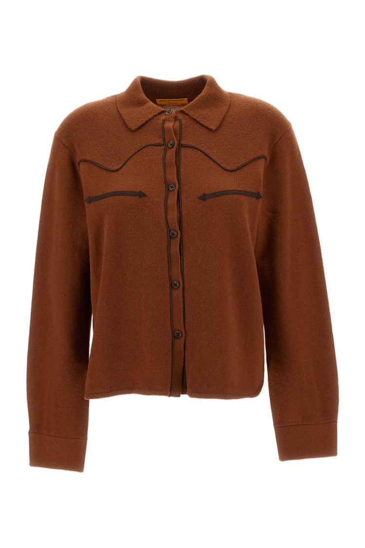 Guest In Residence Brown Cropped Western Cashmere Shirt