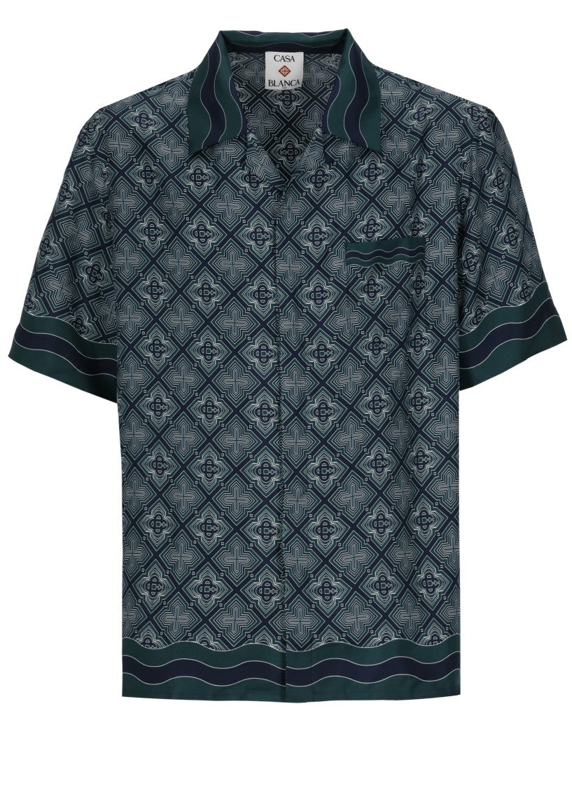 Casablanca Green Radiating Monogram Silk Shirt