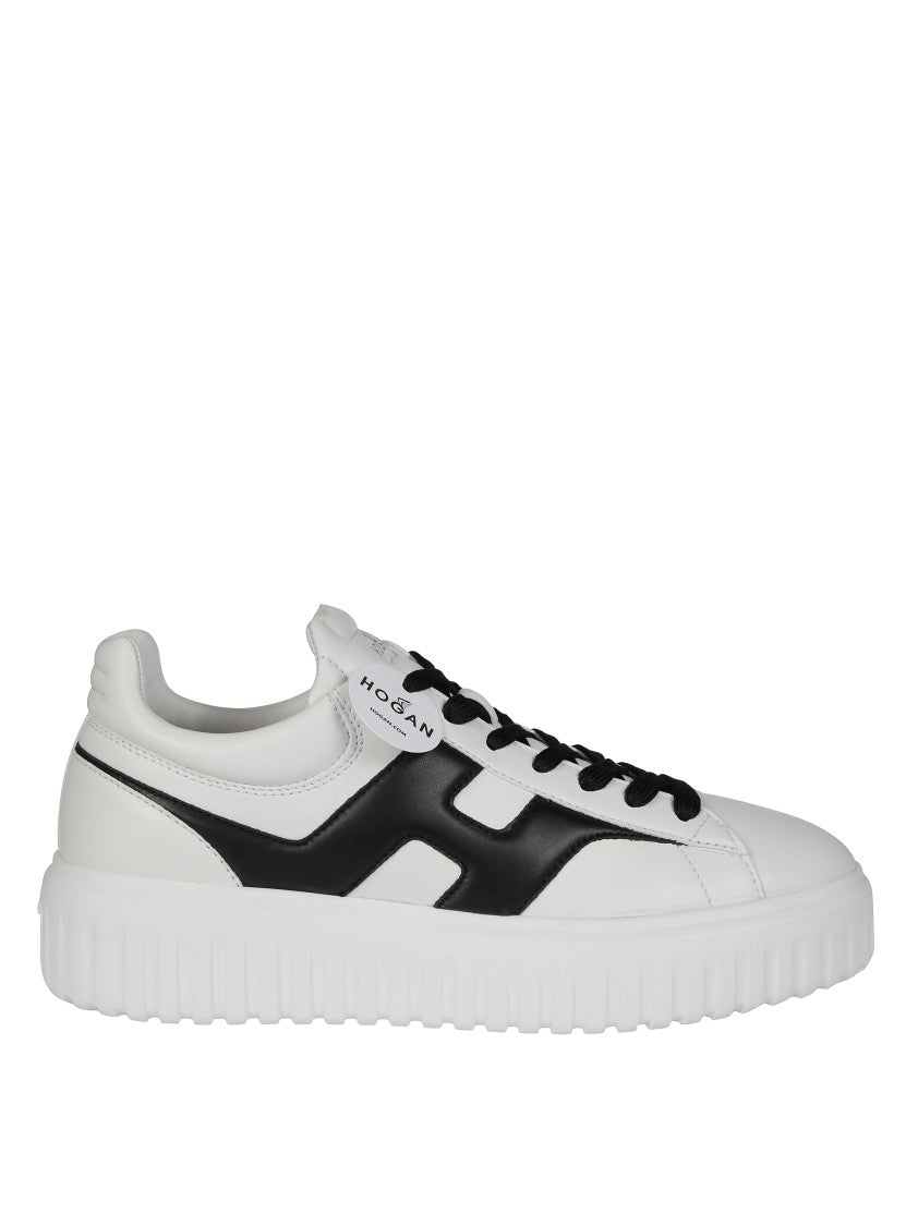 Hogan White Sneakers With Contrasting Black Accents