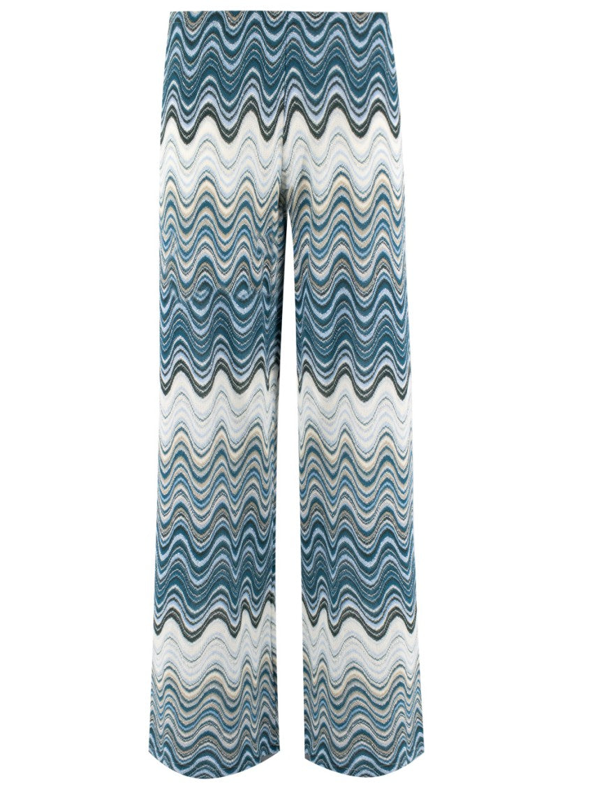 Mc2 Saint Barth Wide-Leg Trousers With Dynamic Wavy Pattern