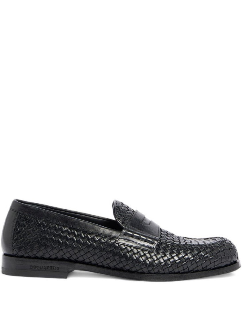 Dsquared2 Woven Texture Flat Shoes With Low Heel