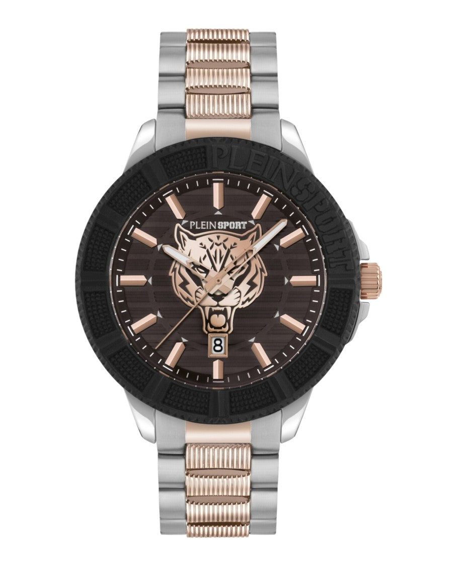 Plein Sport Two-Tone Bracelet Watch With Brown Enamel Dial