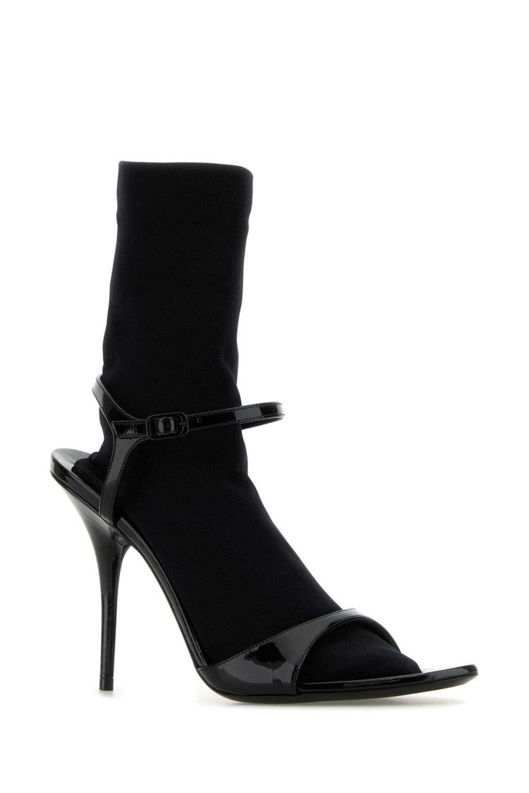 Balenciaga Black Leather Avenue Sock Sandals