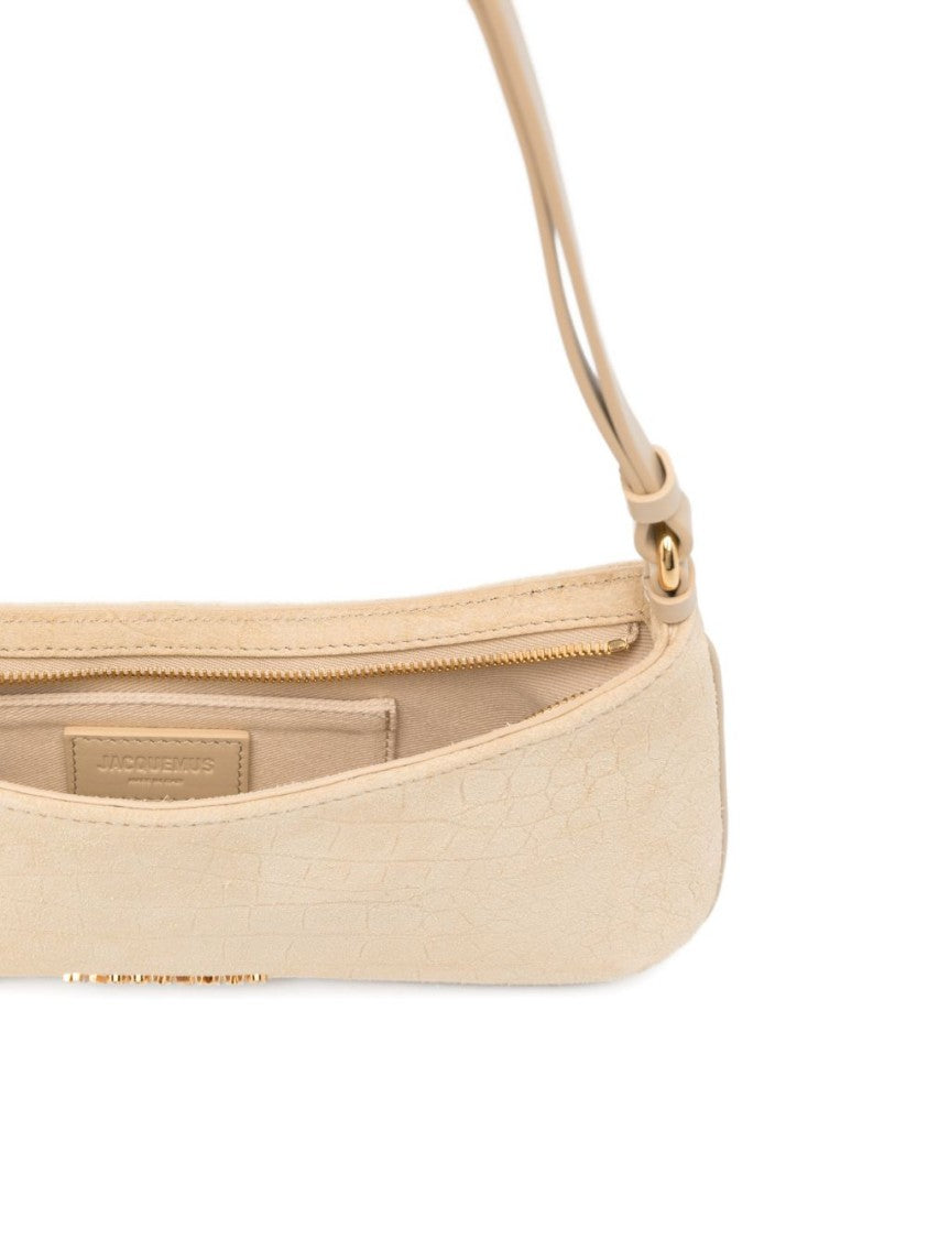 Jacquemus Beige Suede Top Handle Zip Bag