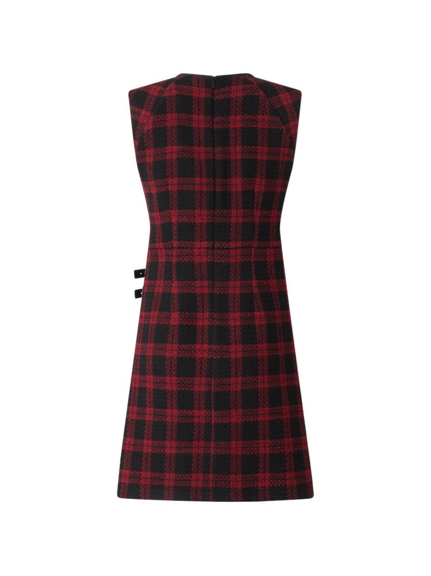 Pinko Multicolor Checkered Sleeveless Side Buckle Day Dress