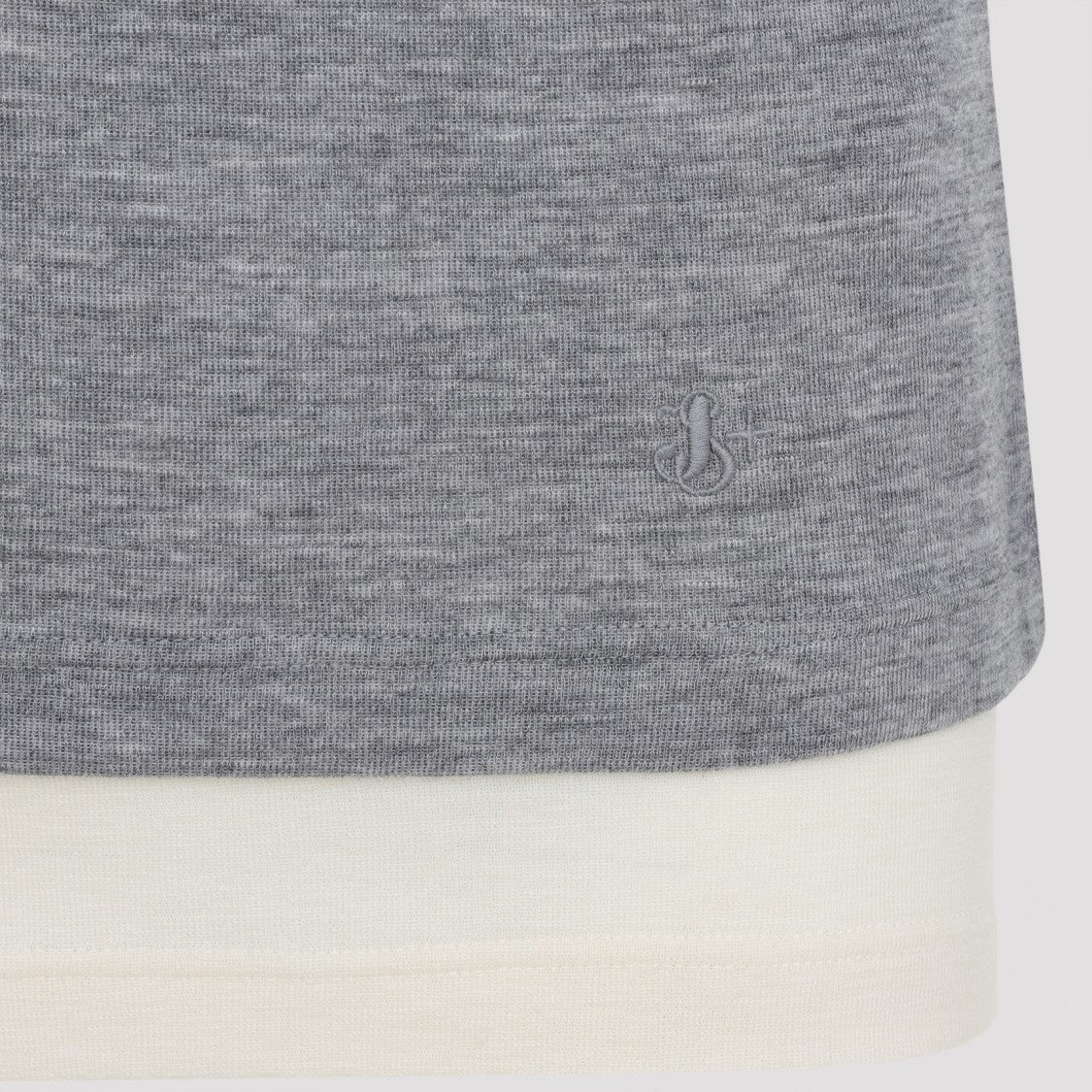 Jil Sander Heather Grey Knit Top With Off-White Accents