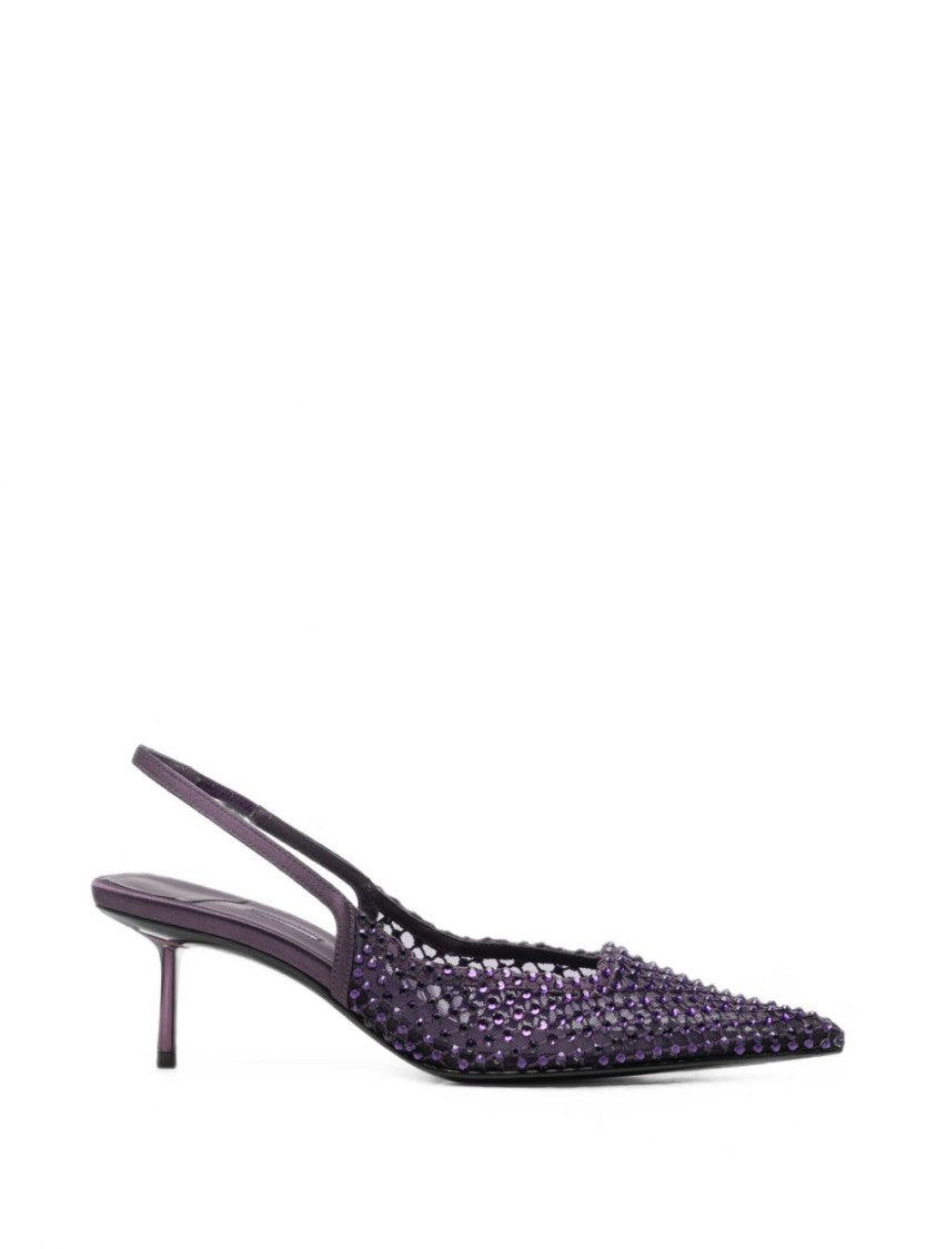 Le Silla Pointed Toe Slingback Sandals With Crystal Embellishments