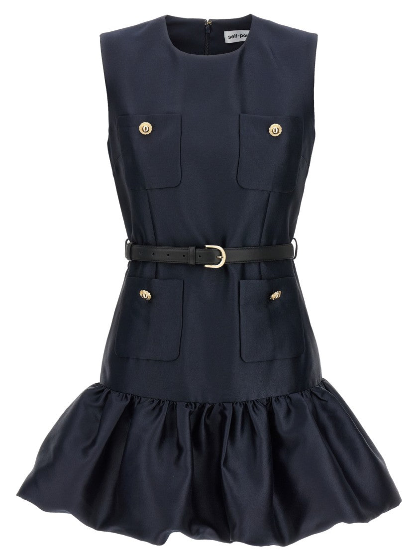Self-Portrait Navy Taffeta Mini' Dress
